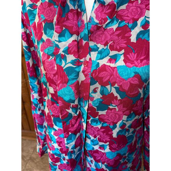 Womens Country Sophisticates by Pendleton Floral Pink Blue Button Down Blouse 8 - Picture 4 of 10
